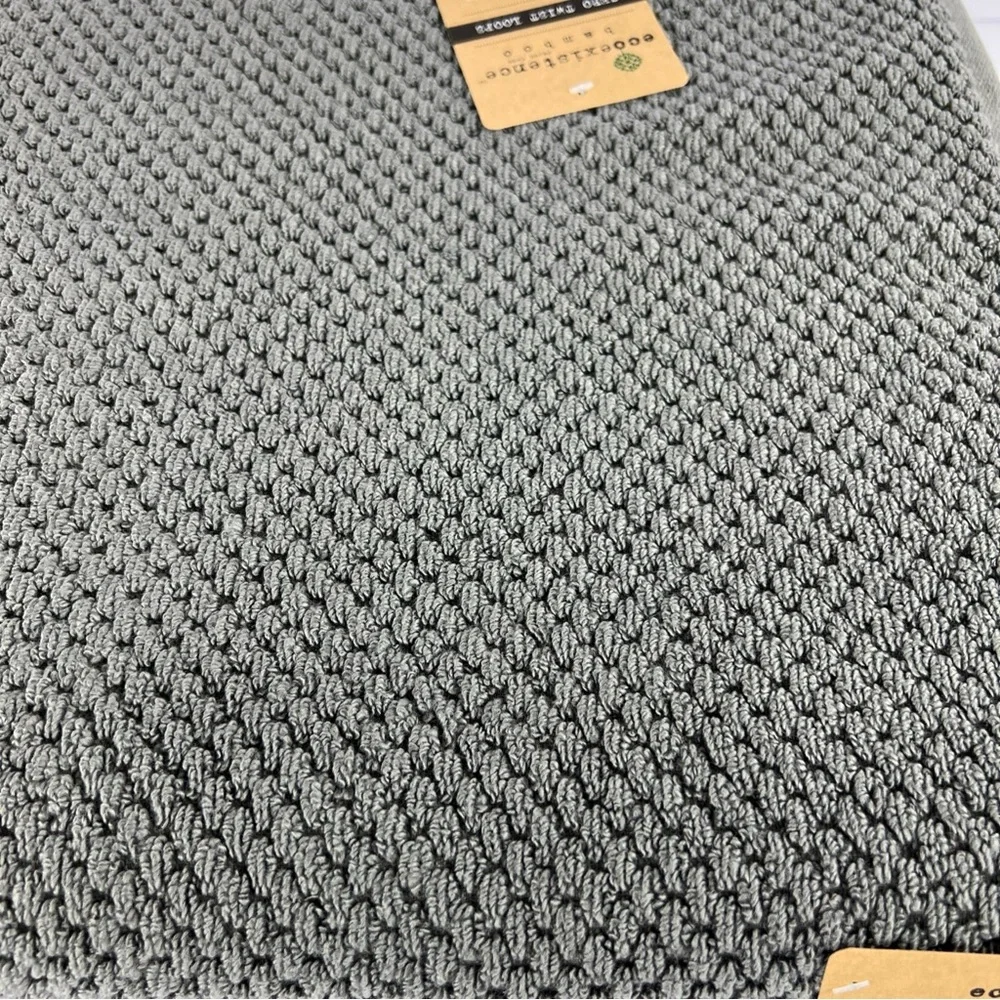 Ecoexistence Bamboo Bath Towels Set of 2 Dark Gray Soft Zero Twist Cotton NEW